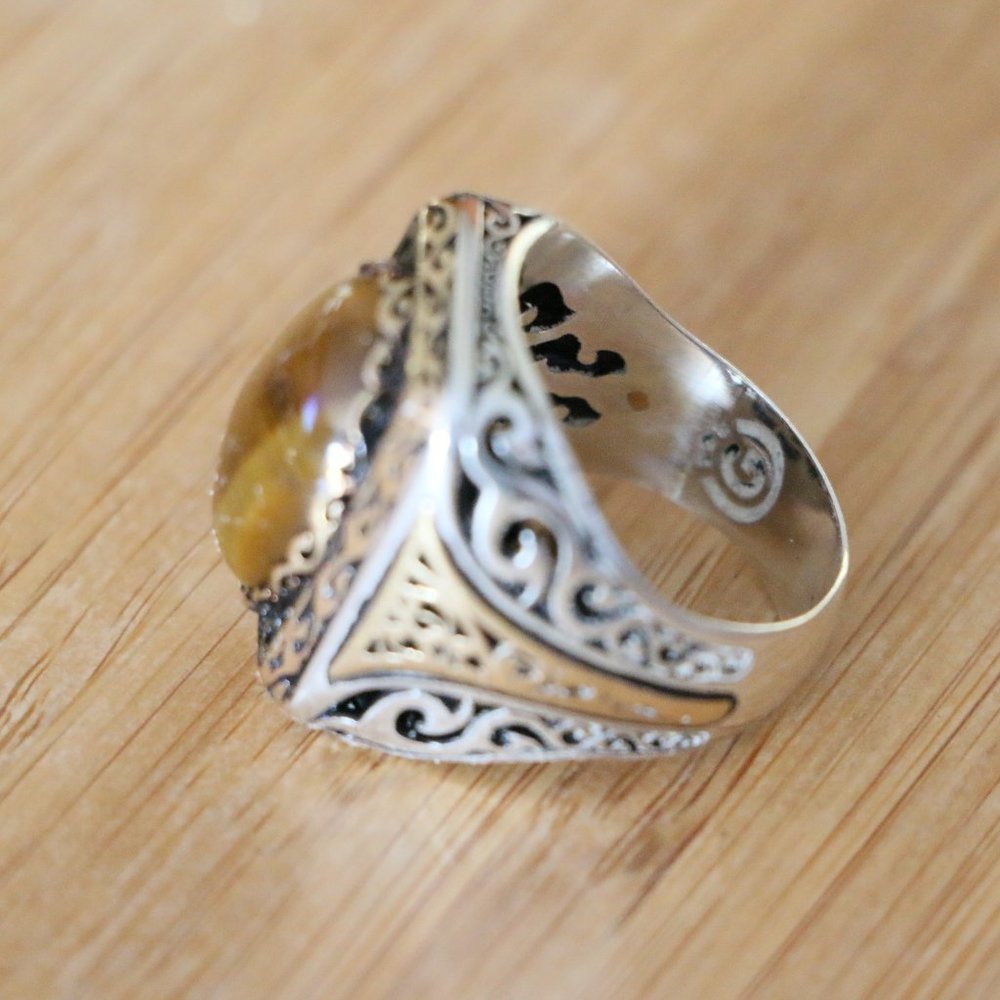 925 Sterling Silver Men's Ring with Tiger Eye -Super Elegant - Picture 13 of 13